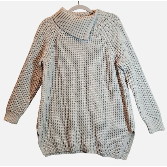 Land's End Chunky Knit Oversized Cowl Neck Sweater Womens Large Petite Cozy - Picture 1 of 11